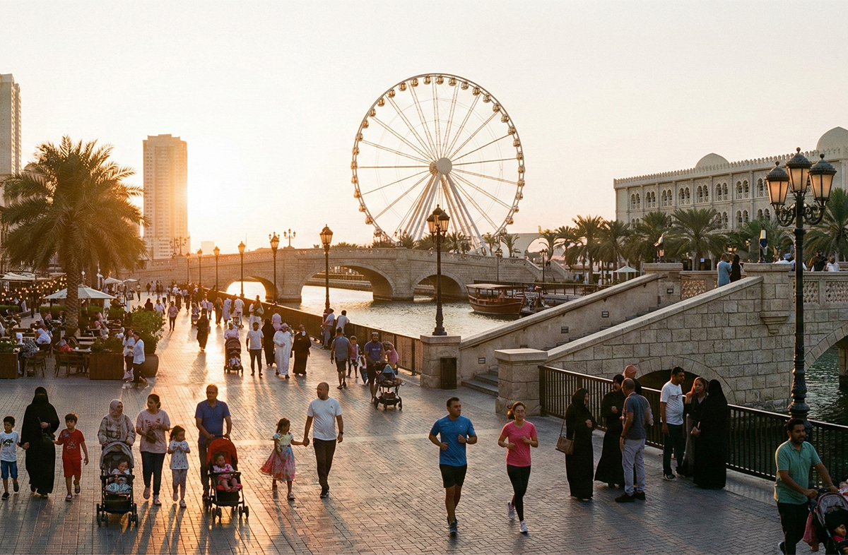 Al Qasba Tourists Walking.jpg