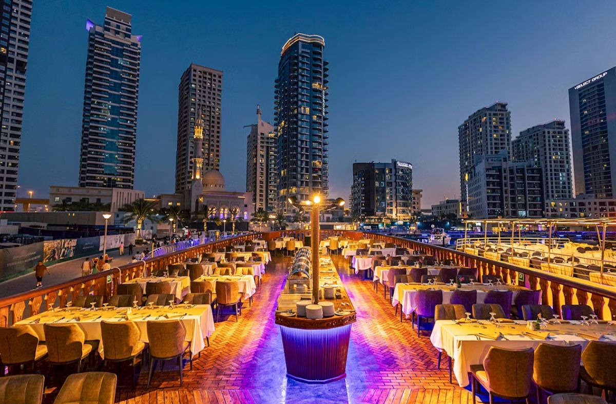 Dhow Cruise Dubai Marina Night Lights