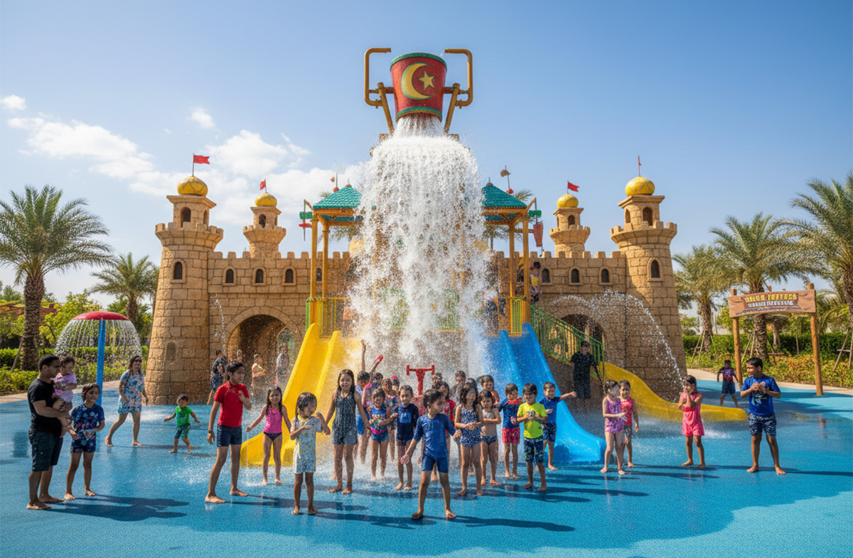 Family enjoying Yas Waterworld Abu Dhabi