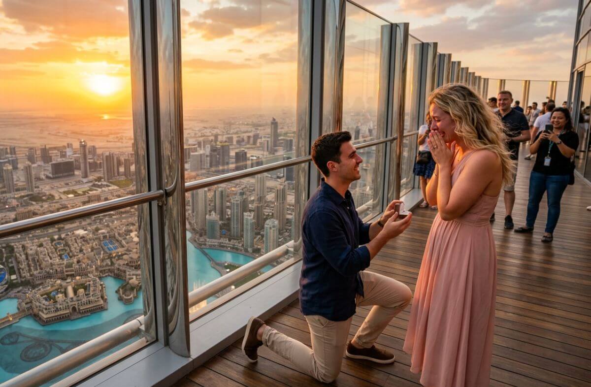Burj Khalifa Couple Romantic Sunset View