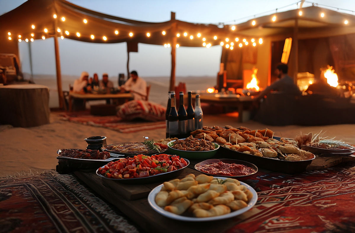 BBQ Dinner Desert Tents Setup